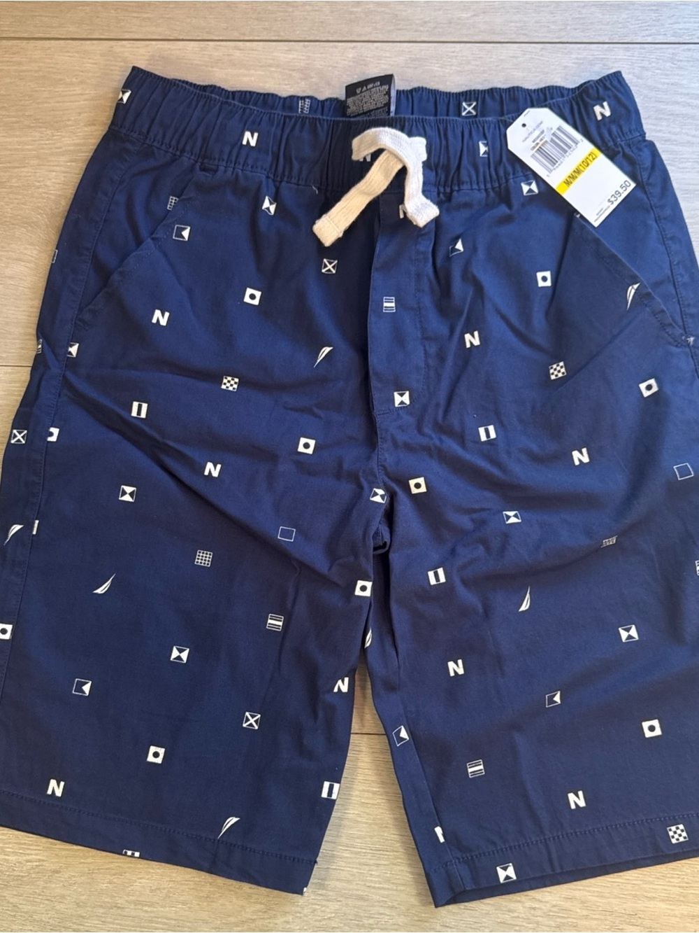 Nautica Navy Blue Boys' Shorts with White Nautical Print